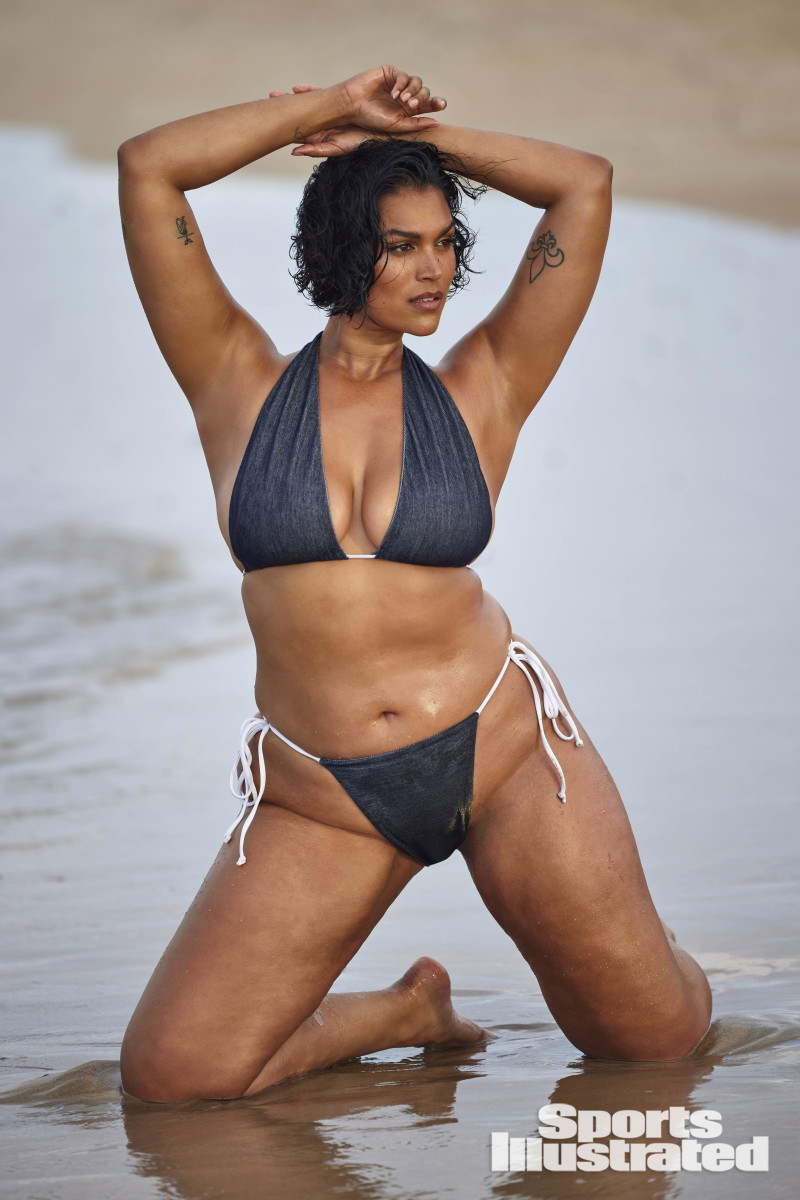 Jennifer Atilémile was photographed by Derek Kettela in Puerto Rico. Swimsuit byToxic Sadie Swimwear.